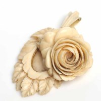 Lot 1664 - UNUSUAL VICTORIAN IVORY ROSE PENDANT the...