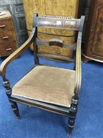Lot 220 - AN EARLY 19TH CENTURY MAHOGANY ELBOW CHAIR