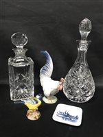Lot 228 - TWO CRYSTAL DECANTERS WITH CERAMICS