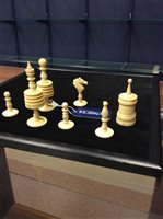 Lot 940 - A 19TH CENTURY CARVED BONE CHESS SET