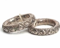 Lot 1672 - PAIR OF UNUSUAL OMANI SILVER BAHLA RATTLE...