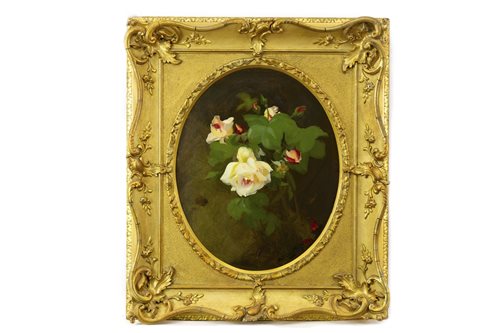 Lot 455 - WHITE AND YELLOW ROSES, BY JAMES STUART PARK