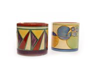 Lot 372 - TWO CLARICE CLIFF FOR NEWPORT BIZARRE PRESERVE JARS