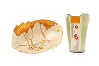 Lot 1278 - A CLARICE CLIFF FOR WILKINSON VASE AND BOWL