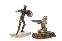 Lot 947 - A BRONZED SPELTER FIGURE OF A GLADIATOR