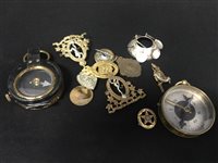 Lot 298 - A FIRST WORLD WAR MILITARY COMPASS AND ANOTHER WITH A COLLECTION OF BADGES