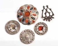 Lot 1686 - GROUP OF FIVE SILVER SCOTTISH BROOCHES...