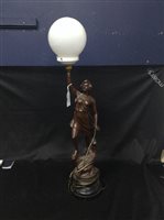 Lot 404 - A SPELTER FIGURAL LAMP