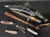 Lot 414 - A NEPALESE KUKRI CARVING SET AND OTHER COLLECTABLES