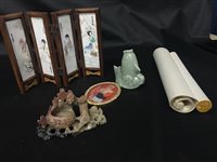 Lot 426 - A CHINESE SOAPSTONE BRUSH WASHER AND OTHER COLLECTABLES