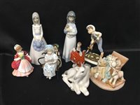 Lot 432 - A ROYAL WORCESTER FIGURE OF SATURDAYS CHILD AND OTHER FIGURES