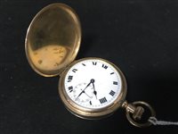 Lot 447 - A GOLD-PLATED POCKET WATCH