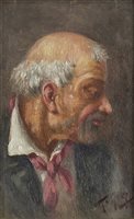 Lot 675 - PORTRAIT OF A GENTLEMAN WITH RED SCARF, BY ANTONIO GREPPI