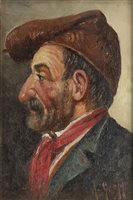 Lot 676 - PORTRAIT OF A GENTLEMAN WITH A HAT, BY ANTONIO GREPPI