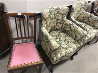 Lot 218 - TWO UPHOLSTERED ARMCHAIRS