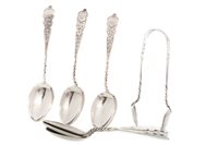 Lot 788 - A SET OF SILVER SPOONS WITH OTHER ITEMS