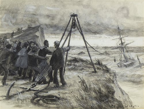 Lot 446 - BREECHES BUOY RESCUE, BY CHARLES WILLIAM WYLLIE