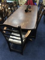Lot 88 - ERCOL DINING TABLE AND SIX CHAIRS