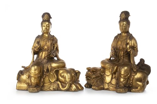 Lot 982 - A PAIR OF CHINESE GUANYIN FIGURES