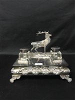 Lot 305 - A VICTORIAN PLATED INKSTAND