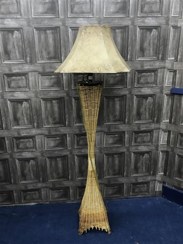 Lot 184 - WICKER FLOOR LAMP AND PAIR OF SIMILAR TABLE LAMPS