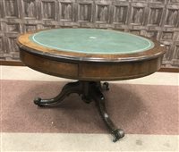 Lot 995 - A VICTORIAN OAK DRUM LIBRARY TABLE