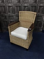 Lot 191 - A PAIR OF WICKER CHAIRS AND SMALL TABLE