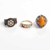 Lot 1757 - LOT OF THREE RINGS comprising of a gold opal...