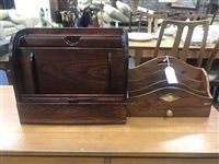 Lot 350 - A SHUTTER FRONT DESK BUREAU AND A LETTER RACK