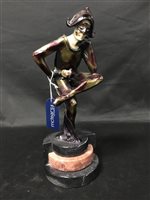 Lot 211 - AN ART DECO STYLE FIGURE OF A HARLEQUIN