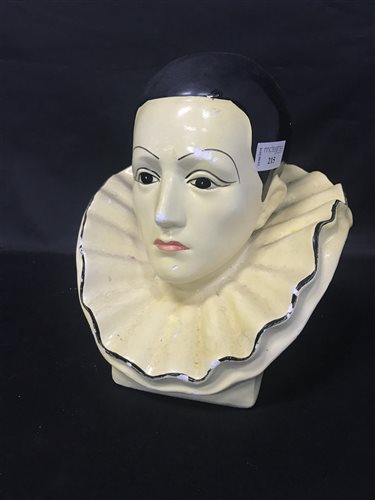 Lot 215 - A PAIR OF PLASTER PIERROT BUSTS