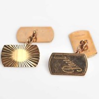 Lot 1764 - PAIR OF NINE CARAT GOLD CUFF LINKS each with...