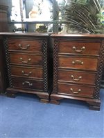 Lot 331 - A PAIR OF MAHOGANY BEDSIDE CHESTS