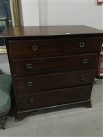Lot 332 - A MAHOGANY CHEST OF DRAWERS