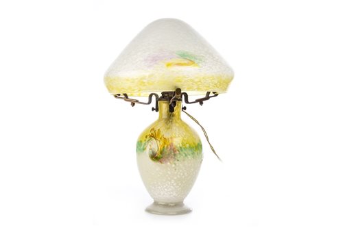 Lot 1337 - A MONART GLASS LAMP AND SHADE
