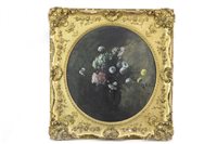 Lot 402 - STILL LIFE OF FLOWERS IN A GILT OVAL FRAME