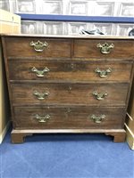 Lot 353 - A GEORGE III OAK CHEST OF DRAWERS
