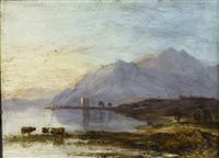 Lot 405 - CARRICK CASTLE, AN OIL ON BOARD IN THE MANNER OF HORATIO MCCULLOCH