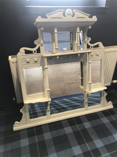 Lot 36 - A PAINTED OAK OVER-MANTEL MIRROR