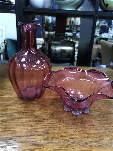Lot 234 - A GROUP OF VICTORIAN CRANBERRY GLASS WARE