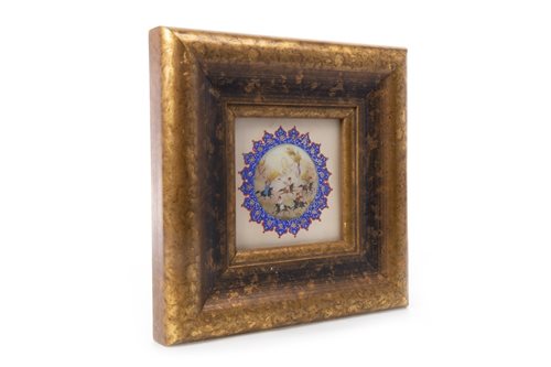 Lot 1054 - A MUGHAL MOTHER OF PEARL PAINTED PANEL