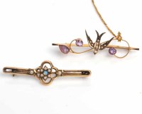 Lot 1778 - TWO EARLY TWENTIETH CENTURY BAR BROOCHES one...