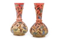 Lot 1338 - A PAIR OF MOSER CRANBERRY GLASS VASES