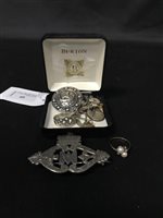 Lot 49 - A SILVER VIKING SHIP BROOCH WITH OTHER JEWELLERY