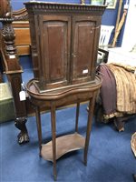 Lot 373 - A KIDNEY SHAPED OCCASIONAL TABLE WITH A GEORGE V TABLE AND A WALL CABINET