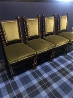 Lot 399 - A SET OF SIX BARLEY TWIST DINING CHAIRS