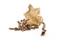 Lot 217 - A DOUBLE ALBERT CHAIN WITH SHIELD FOB
