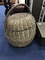Lot 416 - A WICKER BASKET AND A BRASS COAL BOX