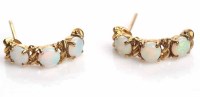 Lot 1818 - PAIR OF OPAL EARRINGS each set with three...