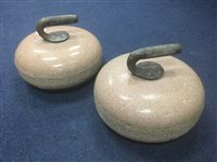 Lot 425 - A PAIR OF VINTAGE GRANITE CURLING STONES